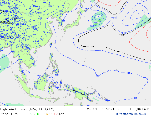 High wind areas EC (AIFS) mer 19.06.2024 06 UTC