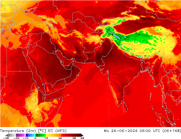 Temperatura (2m) EC (AIFS) lun 24.06.2024 06 UTC