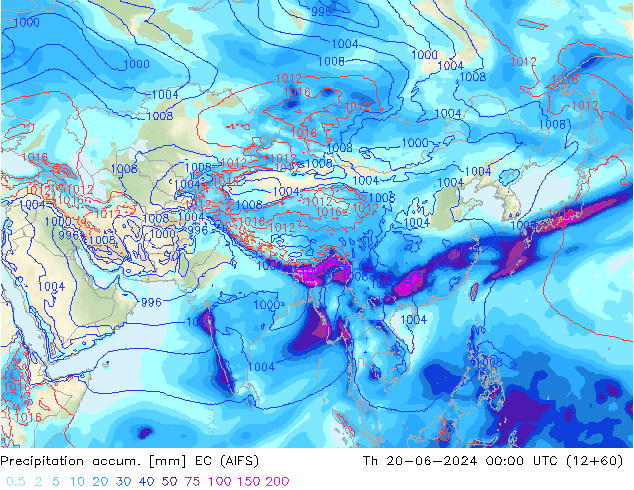 Precipitation accum. EC (AIFS) gio 20.06.2024 00 UTC