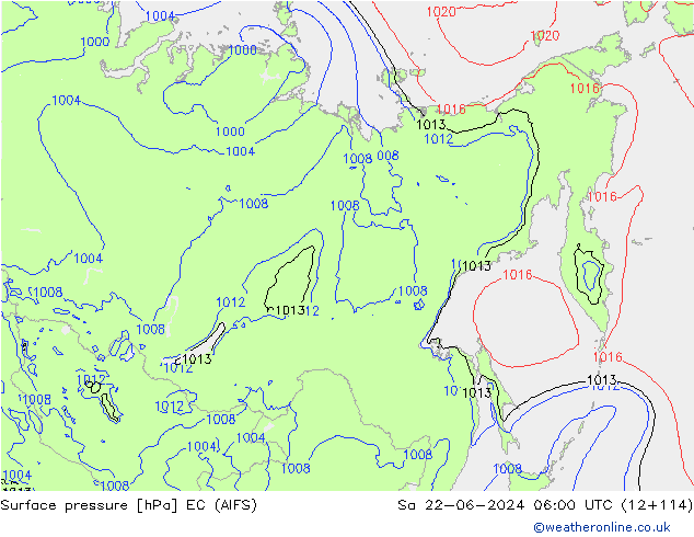 Yer basıncı EC (AIFS) Cts 22.06.2024 06 UTC