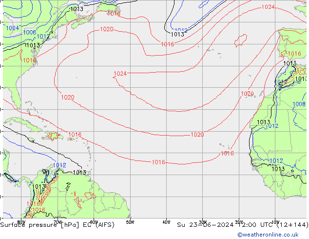 Surface pressure EC (AIFS) Su 23.06.2024 12 UTC