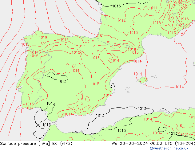 Surface pressure EC (AIFS) We 26.06.2024 06 UTC