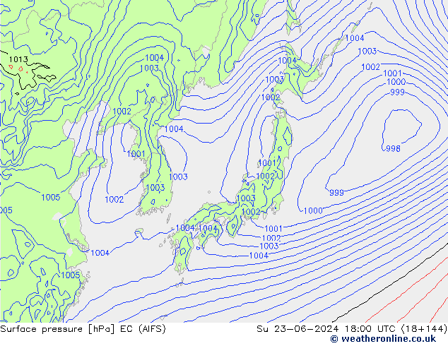 Yer basıncı EC (AIFS) Paz 23.06.2024 18 UTC