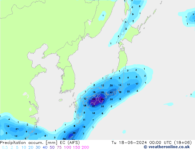 Toplam Yağış EC (AIFS) Sa 18.06.2024 00 UTC