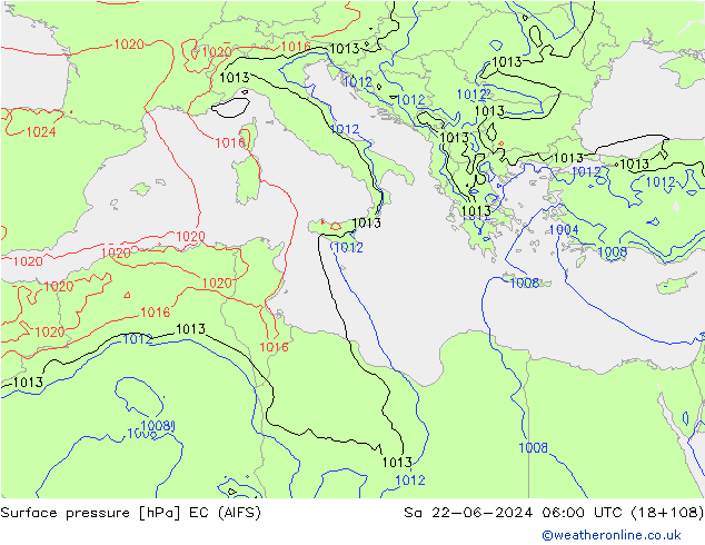 pression de l'air EC (AIFS) sam 22.06.2024 06 UTC