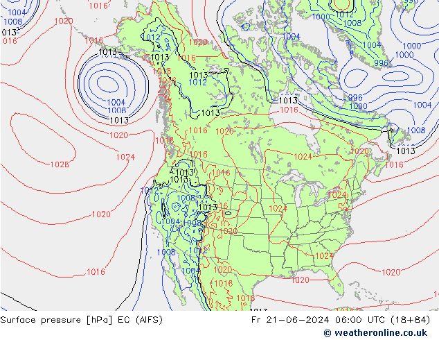 Surface pressure EC (AIFS) Fr 21.06.2024 06 UTC