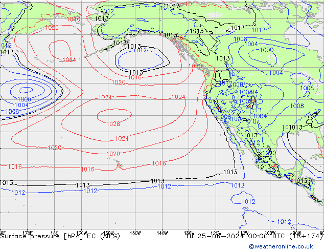 приземное давление EC (AIFS) вт 25.06.2024 00 UTC