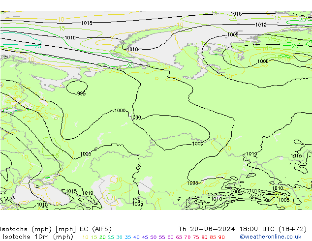 Eşrüzgar Hızları mph EC (AIFS) Per 20.06.2024 18 UTC