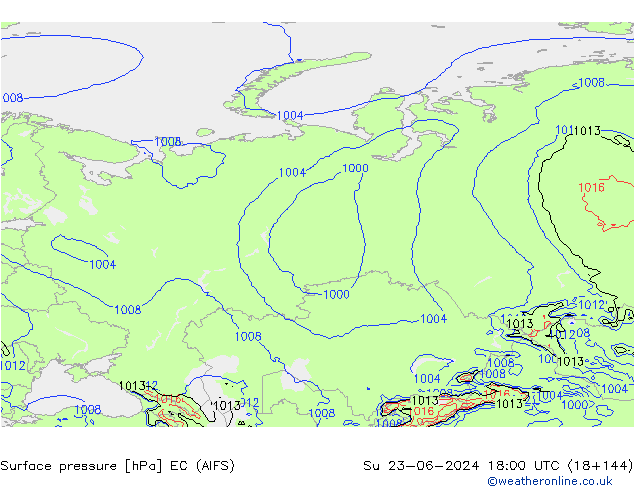 pression de l'air EC (AIFS) dim 23.06.2024 18 UTC