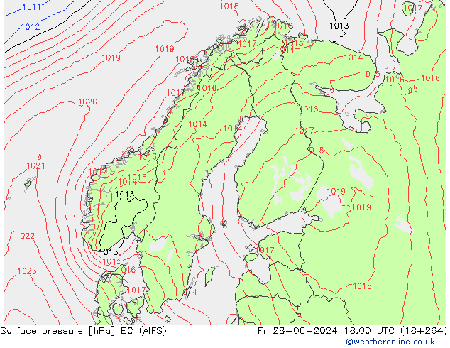 Surface pressure EC (AIFS) Fr 28.06.2024 18 UTC