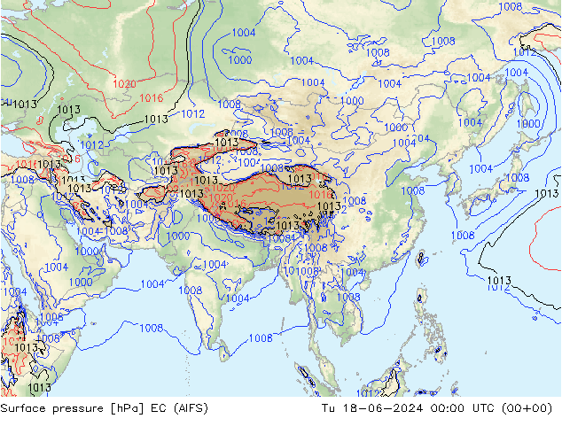 Yer basıncı EC (AIFS) Sa 18.06.2024 00 UTC