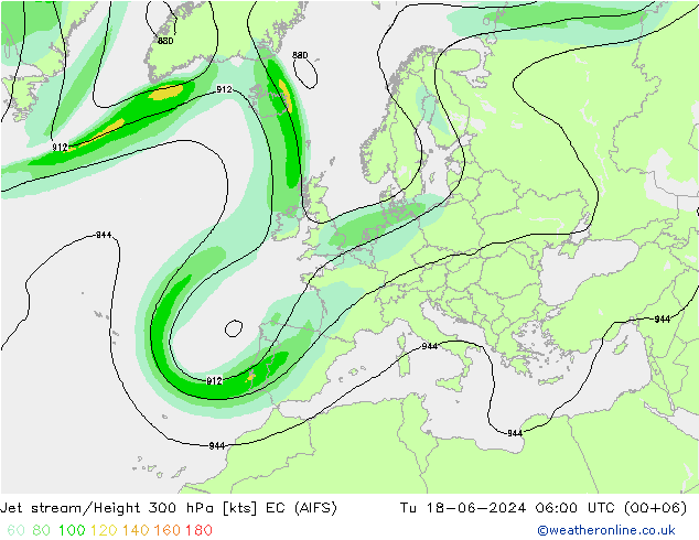 高速氣流 EC (AIFS) 星期二 18.06.2024 06 UTC