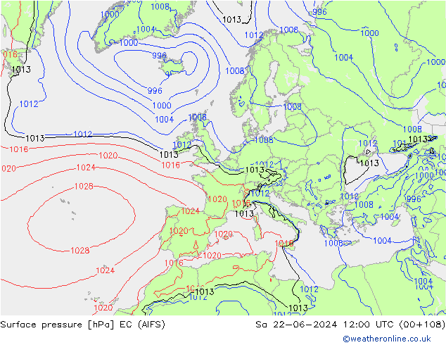 Luchtdruk (Grond) EC (AIFS) za 22.06.2024 12 UTC