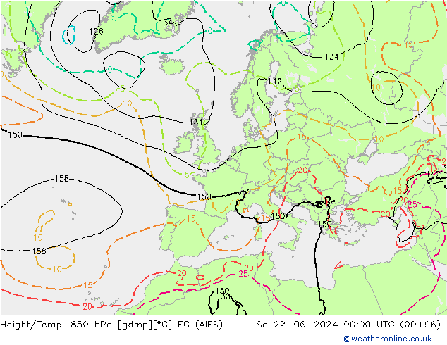 Height/Temp. 850 hPa EC (AIFS)  22.06.2024 00 UTC