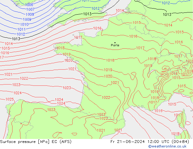 Atmosférický tlak EC (AIFS) Pá 21.06.2024 12 UTC