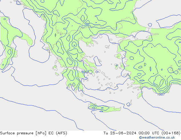 Luchtdruk (Grond) EC (AIFS) di 25.06.2024 00 UTC