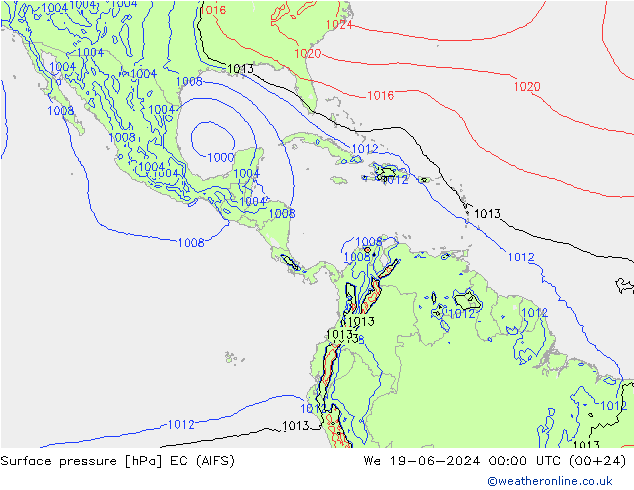 Yer basıncı EC (AIFS) Çar 19.06.2024 00 UTC