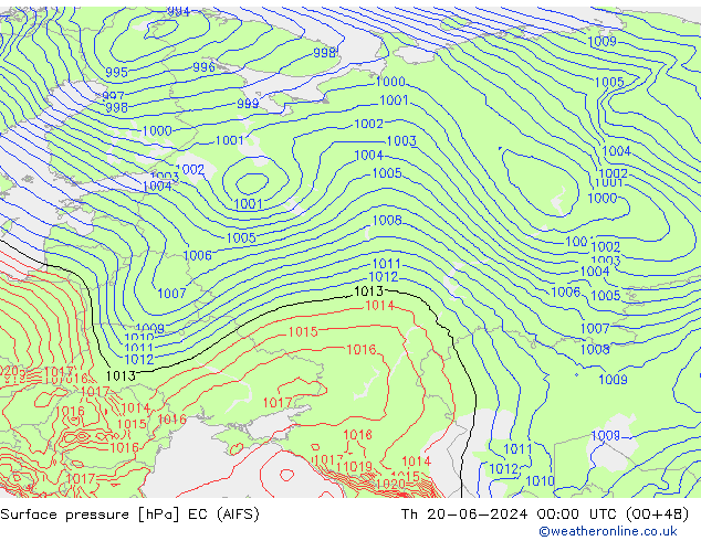 Yer basıncı EC (AIFS) Per 20.06.2024 00 UTC
