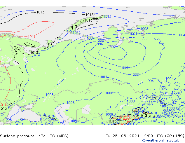 Luchtdruk (Grond) EC (AIFS) di 25.06.2024 12 UTC