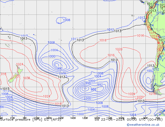 Pressione al suolo EC (AIFS) sab 22.06.2024 00 UTC