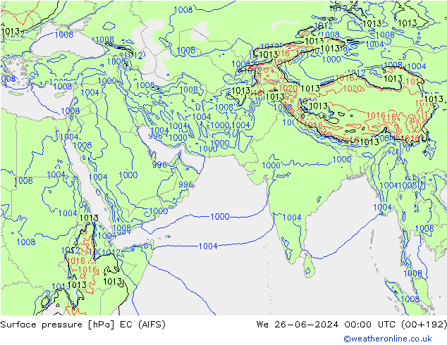 Atmosférický tlak EC (AIFS) St 26.06.2024 00 UTC