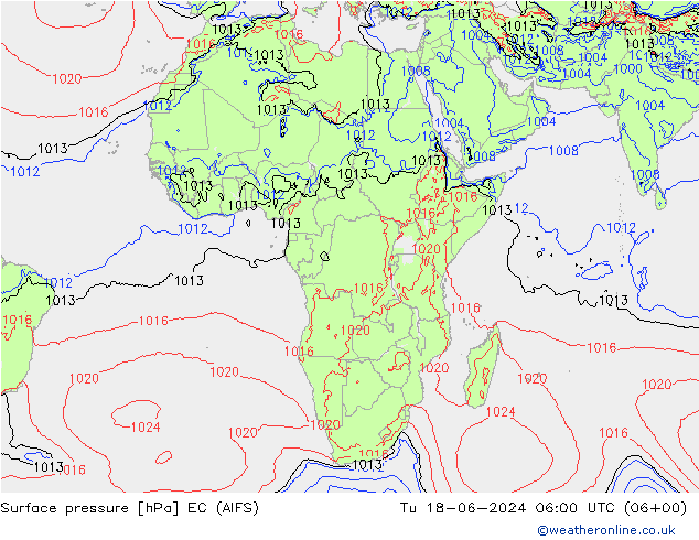 Yer basıncı EC (AIFS) Sa 18.06.2024 06 UTC