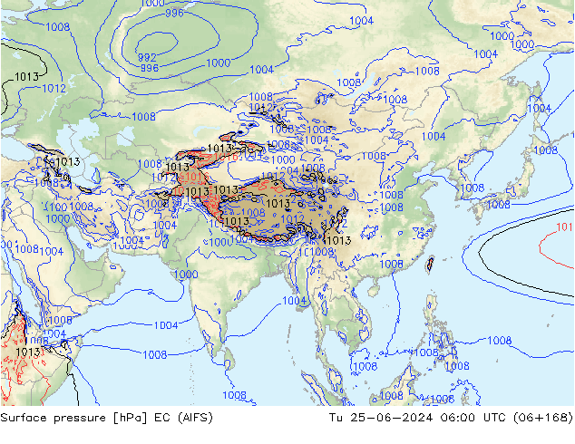 Presión superficial EC (AIFS) mar 25.06.2024 06 UTC