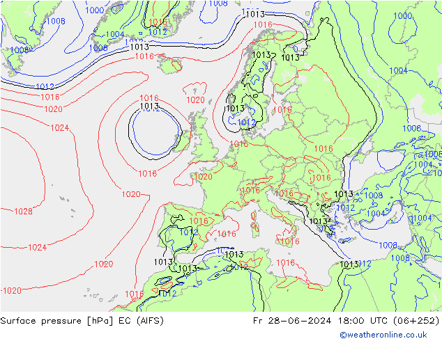 pressão do solo EC (AIFS) Sex 28.06.2024 18 UTC
