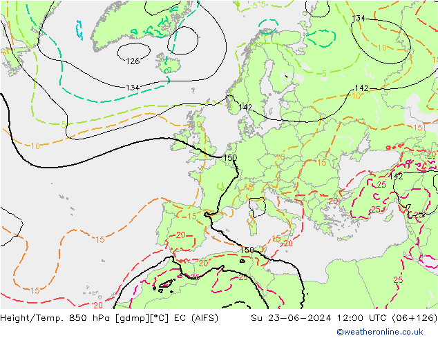 Height/Temp. 850 hPa EC (AIFS) Su 23.06.2024 12 UTC