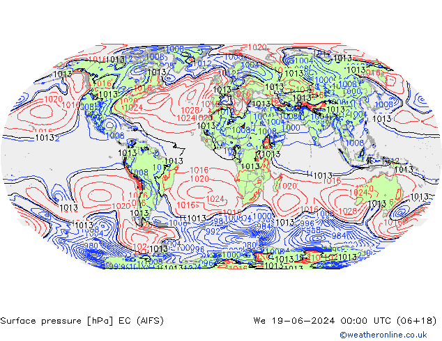 Yer basıncı EC (AIFS) Çar 19.06.2024 00 UTC