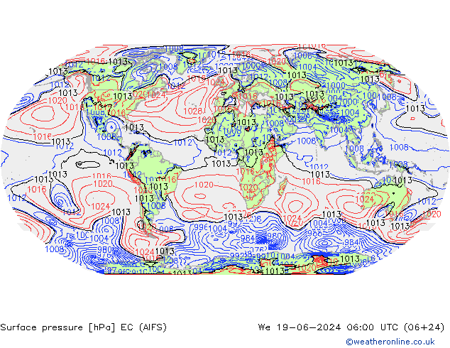 地面气压 EC (AIFS) 星期三 19.06.2024 06 UTC