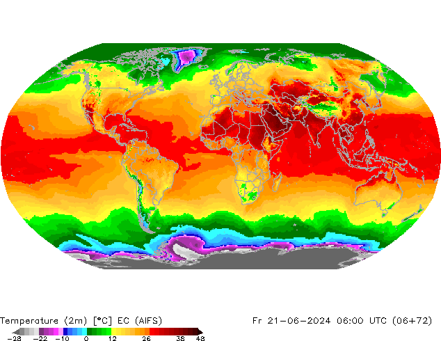 Temperature (2m) EC (AIFS) Fr 21.06.2024 06 UTC