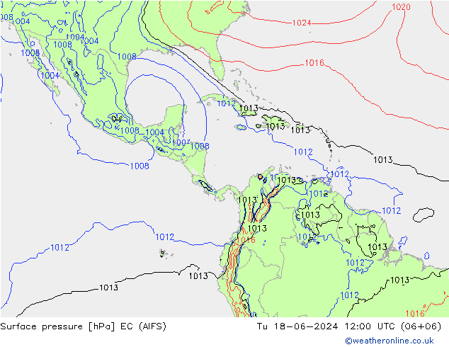 Surface pressure EC (AIFS) Tu 18.06.2024 12 UTC