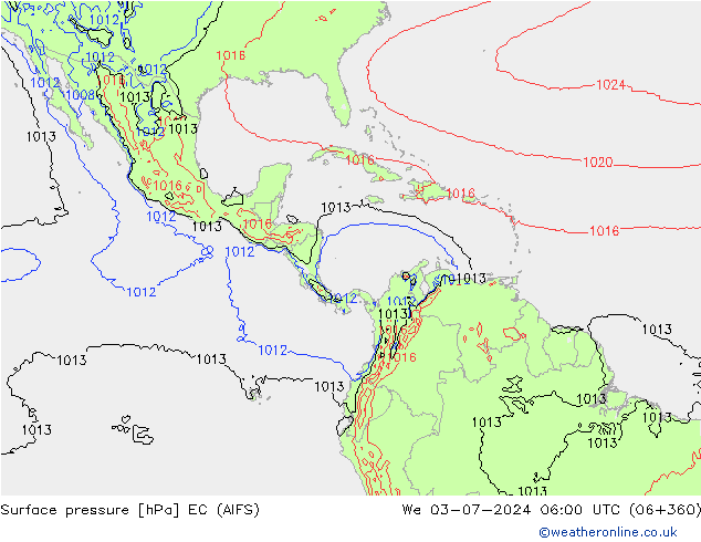 pressão do solo EC (AIFS) Qua 03.07.2024 06 UTC