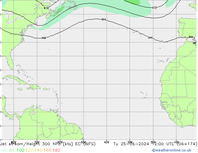 Jet stream/Height 300 hPa EC (AIFS) Tu 25.06.2024 12 UTC