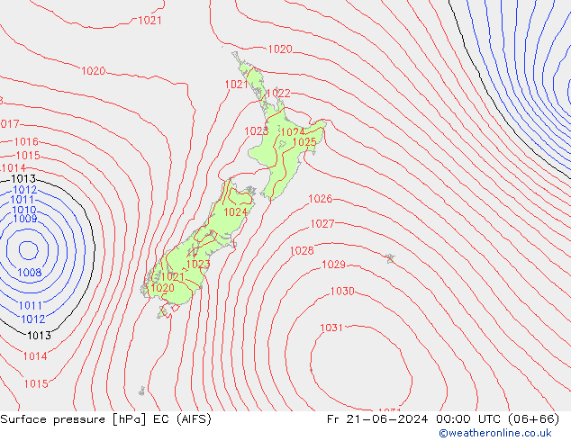 Presión superficial EC (AIFS) vie 21.06.2024 00 UTC
