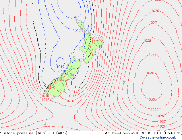 Luchtdruk (Grond) EC (AIFS) ma 24.06.2024 00 UTC