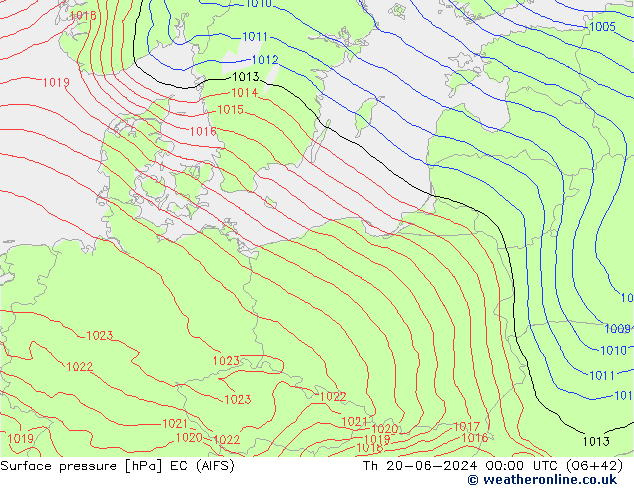 ciśnienie EC (AIFS) czw. 20.06.2024 00 UTC