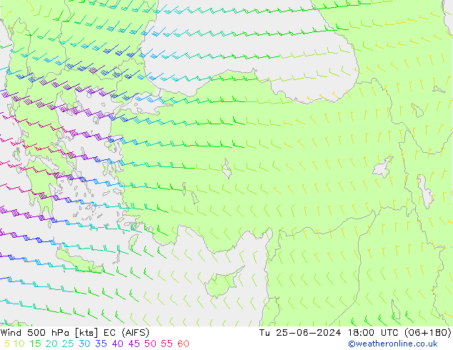 Wind 500 hPa EC (AIFS) di 25.06.2024 18 UTC