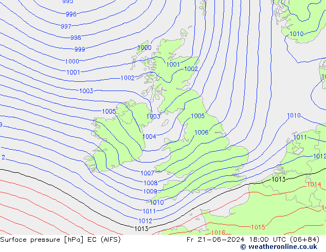 ciśnienie EC (AIFS) pt. 21.06.2024 18 UTC