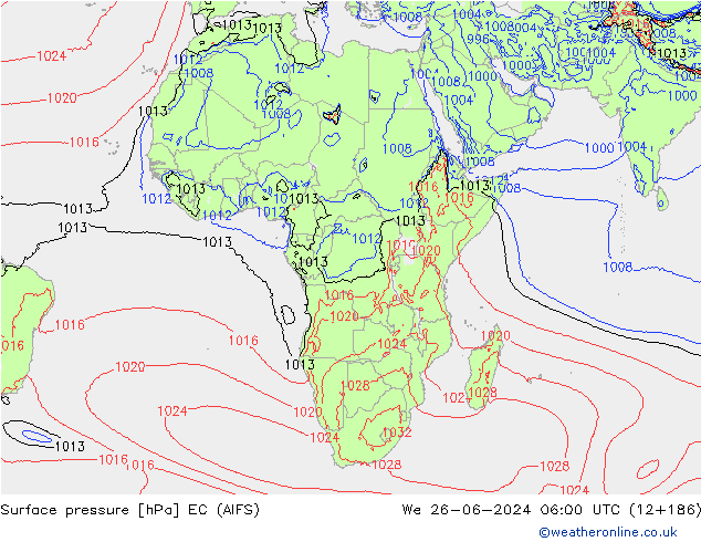 Surface pressure EC (AIFS) We 26.06.2024 06 UTC