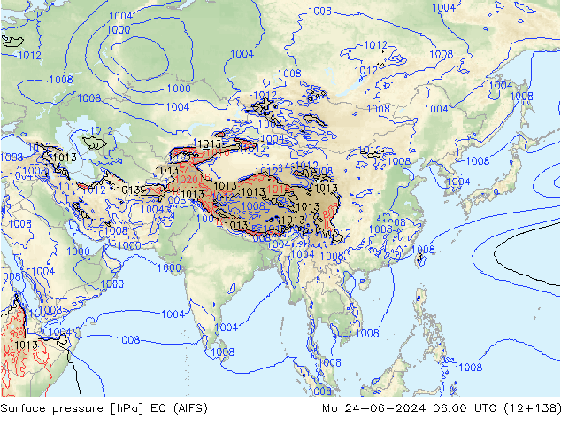 pressão do solo EC (AIFS) Seg 24.06.2024 06 UTC