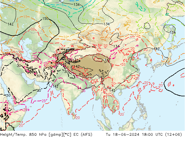 Height/Temp. 850 hPa EC (AIFS) Tu 18.06.2024 18 UTC