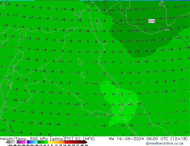 Height/Temp. 500 hPa EC (AIFS) We 19.06.2024 06 UTC