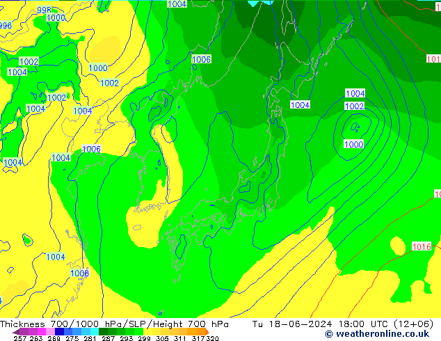 Thck 700-1000 hPa EC (AIFS)  18.06.2024 18 UTC