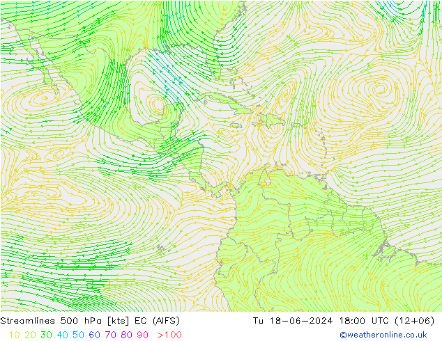 Linea di flusso 500 hPa EC (AIFS) mar 18.06.2024 18 UTC