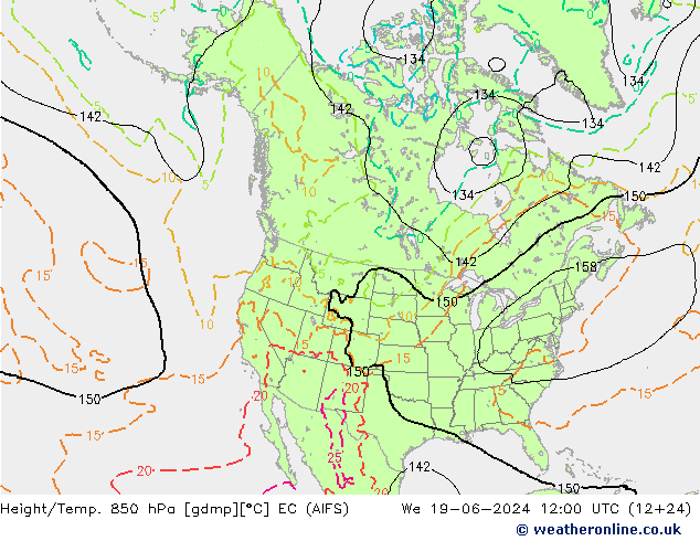 Height/Temp. 850 hPa EC (AIFS) Qua 19.06.2024 12 UTC