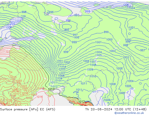 Surface pressure EC (AIFS) Th 20.06.2024 12 UTC