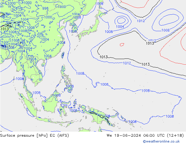 Luchtdruk (Grond) EC (AIFS) wo 19.06.2024 06 UTC
