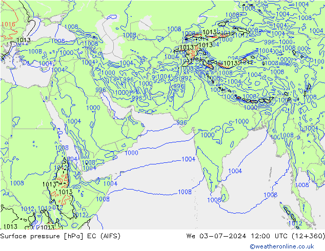 приземное давление EC (AIFS) ср 03.07.2024 12 UTC